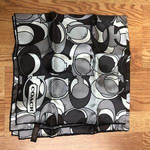Coach Silk Scarf, MultiColor Black/White